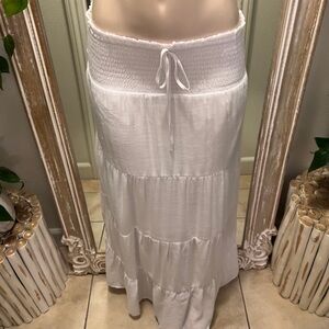 Love Tree White Tiered Maxi Skirt